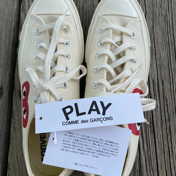 NWT Converse x COMME des GARCONS PLAY Chuck 70 White Low, Mens 7 Womens 9 - Picture 6 of 9